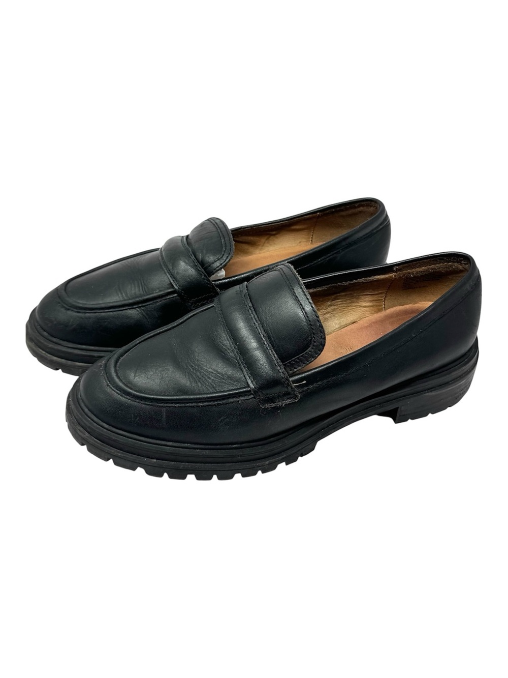 Madewell The Bradley Black Leather Lug Sole Loafers Chunky Sz 8